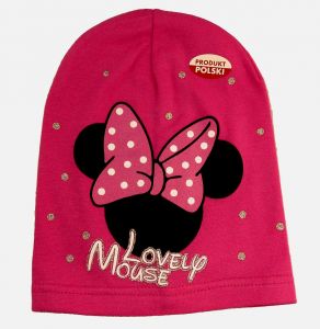 Sliczna bawełniana czapka Myszka Mini wiosena UNI c.różowa